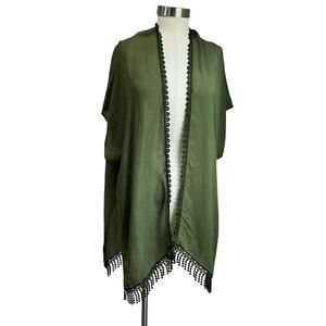 Steve Madden Boho Green Olive Kimono Cover up Size OS